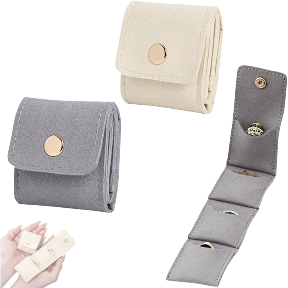 Mini Travel Jewelry Bag, 2025 New Travel Jewelry Case Organizer, Portable Foldable Compartment Auxiliary Mini Travel Jewelry Roll Bag With Buckle For Small Jewelry Earrings, Rings, Necklaces (C)