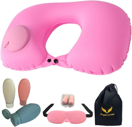 Airplane Pillow - Inflatable Travel Pillow - Airplane Essentials - Travel Neck Pillow - Inflatable Neck Pillow for Traveling - Neck Pillows for Travel - Blow Up Airplane Pillow - Milk Silk TPU