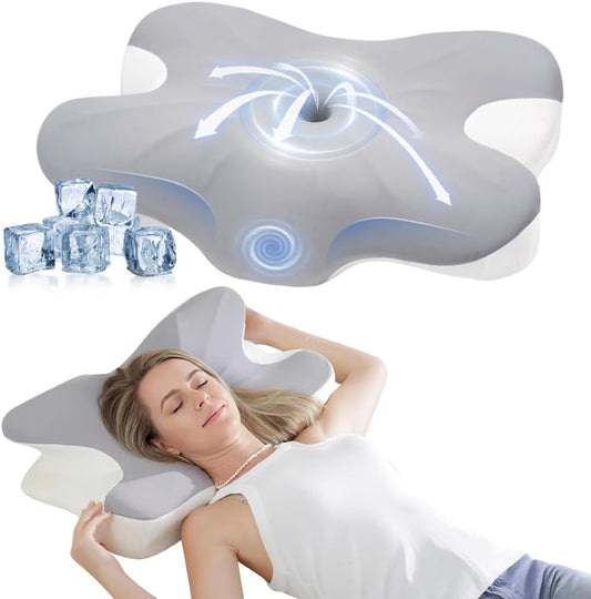 Cervical Pillow for Neck Pain Relief, Ergonomic Neck Pillow for Sleeping, Side Sleeper Pillows for Adults - Memory Foam Pillows with Cooling Case