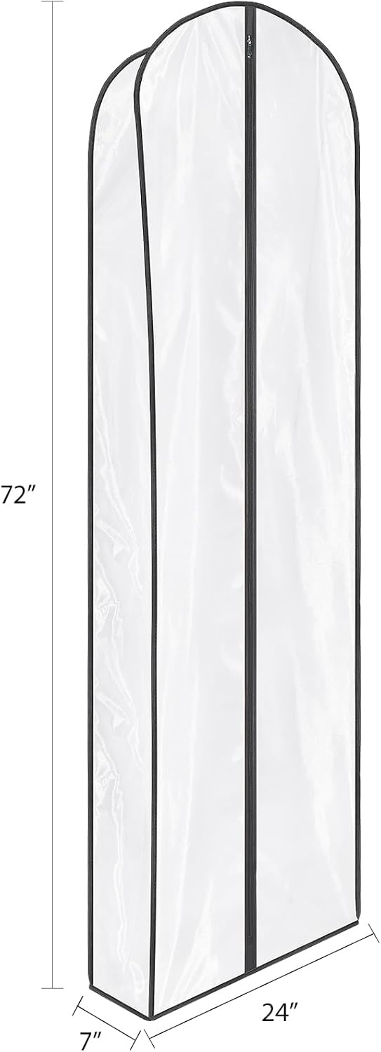 Zilink Breathable Dress Bags for Gowns Long 72” Wedding Dress Storage Bags Silky Dress Bags for Closet Storage with 7" Gussted Wrinkle Free for Long Evening Dresses Puffy Dress Storage, Set of 2