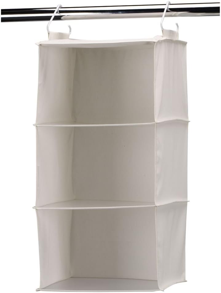 Household Essentials 311342 Hanging Closet Organizer | 3 Pocket Shelves | Natural Canvas