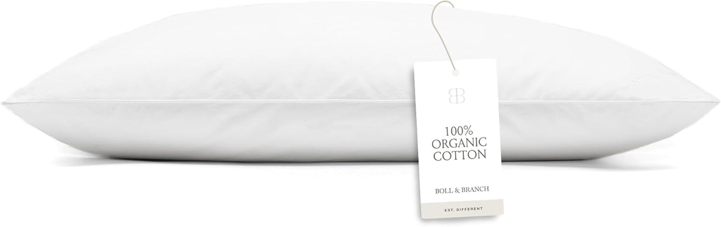 BOLL & BRANCH Down Alternative Pillow - Firm, Standard - Cooling Shell - Hypoallergenic Primaloft Luxury Down Alternative Fill - Superior Support