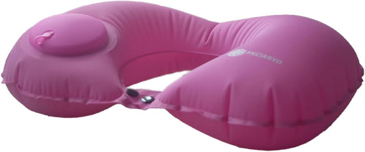 Inflatable Travel Pillow for Sleeping Airplane - Inflatable Neck Pillow for Traveling on Plane, Press to Inflate,Portable Travel Neck Pillow with Carry Bag （Pink）