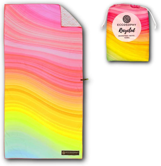 ECCOSOPHY Microfiber Beach Towel - Sand Free Towels are Quick Dry, Light Weight, Super Absorbent - Perfect Pool, Travel, Cruise, Camping Essentials - Oversized Extra Large for Adults 71x35 in