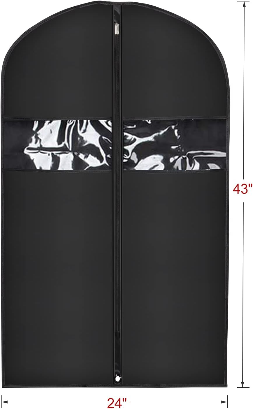 Univivi 16 Pack Suit Garment Bag for Men, 40-Inch Suit Cover Bag Garment Bag for Multiple Suits for Closet Storage with Clear Window for Suit Jacket, Skirt, Shirt and Coat, Black, UN0755