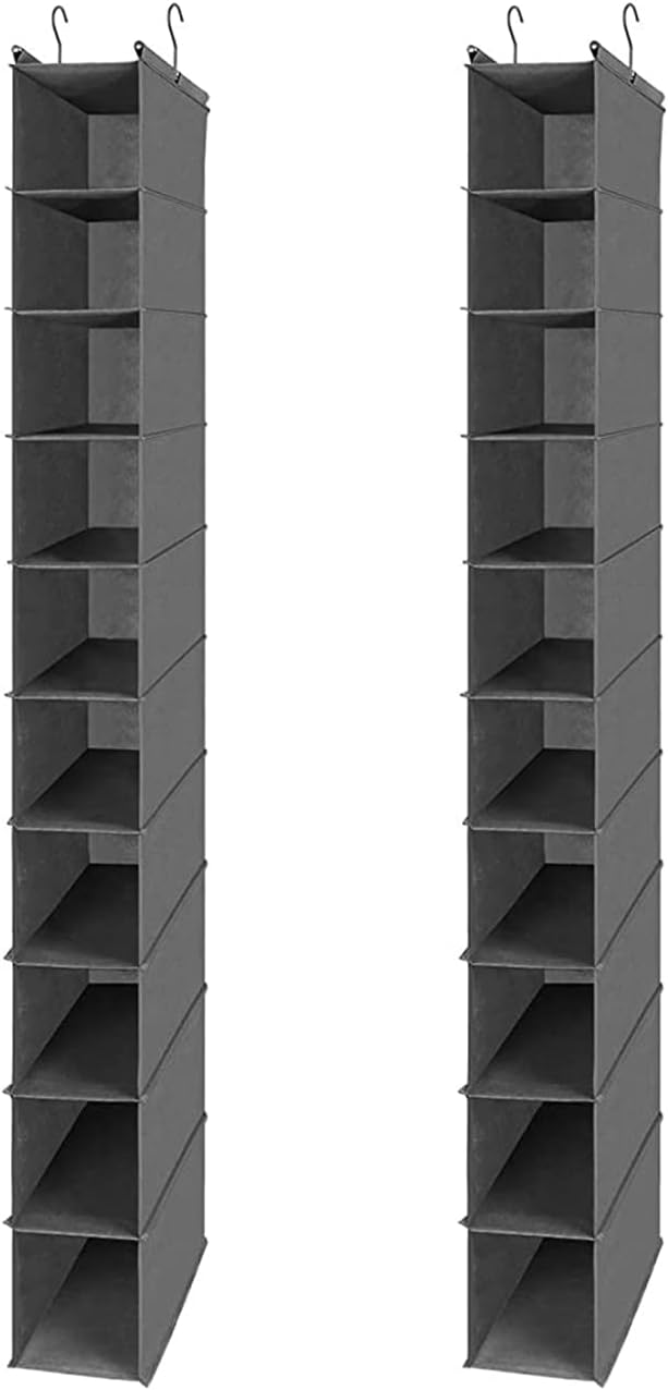 MAX Houser 10-Shelf Hanging Shoe Shelf Organizer, Hanging Shoe Storage for Closet,Pack of 2(Grey)