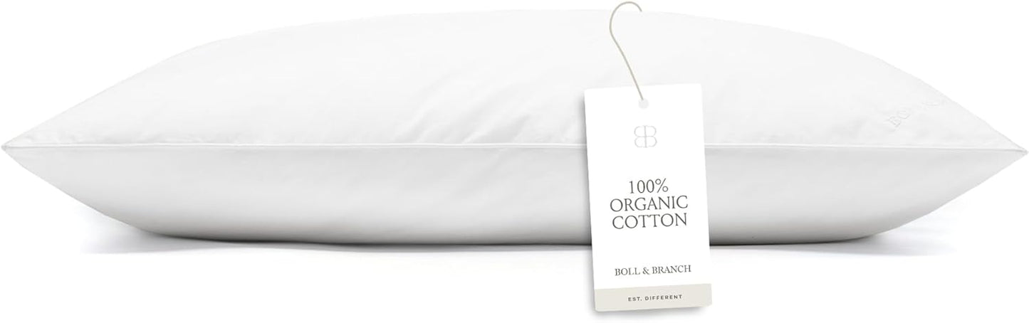 BOLL & BRANCH Down Alternative Pillow - Medium, King - Cooling Shell - Hypoallergenic Primaloft Luxury Down Alternative Fill - Superior Support