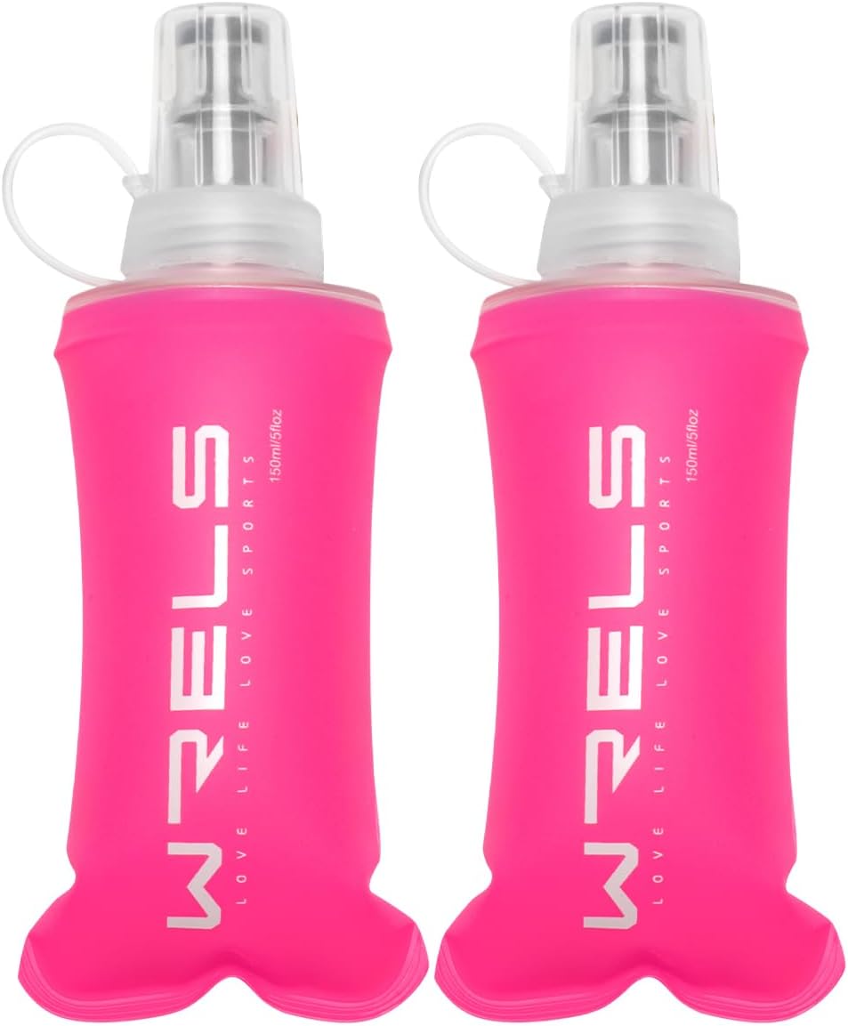 Folding Soft Flask Portable Collapsible Running Lightweight Water Bottle for Outdoor Sports,Travel with Mouthpeice Cover