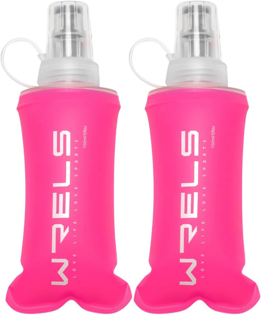 Folding Soft Flask Portable Collapsible Running Lightweight Water Bottle for Outdoor Sports,Travel with Mouthpeice Cover