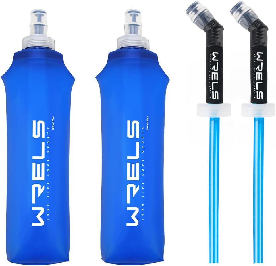 Folding Soft Flask Portable Collapsible Running Lightweight Water Bottle for Outdoor Sports,Travel with Mouthpeice Cover