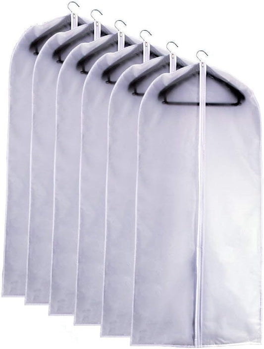 Garment Bags for Hanging Clothes 24''X48'' Suit Bags for Closet Storage (Pack of 6) Plastic Waterproof Suit Cover Bags with Zipper for Coats, Jackets, Shirts