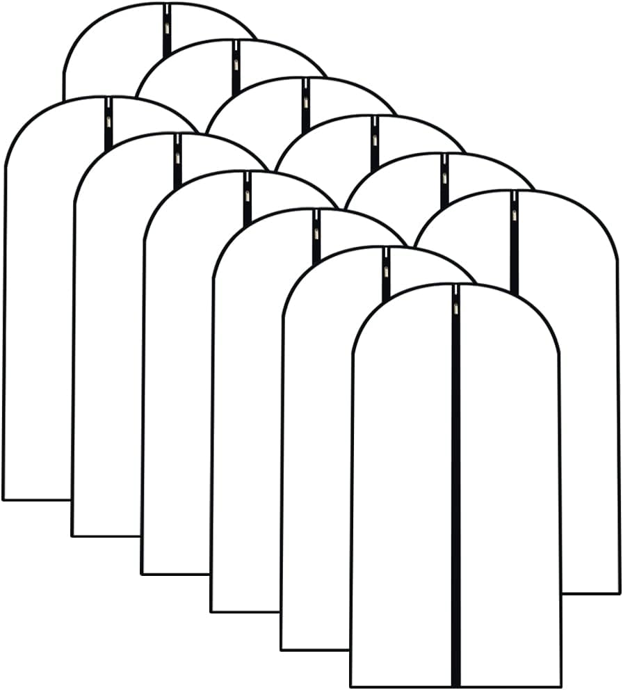 Garment Bags for Hanging Clothes 12 PCS Transparent Waterproof Dustproof Storage for Wardrobe Storage Suit Covers for Closet Clear Reuse Full Zipper for Costumes Suits Coats 24''x48''