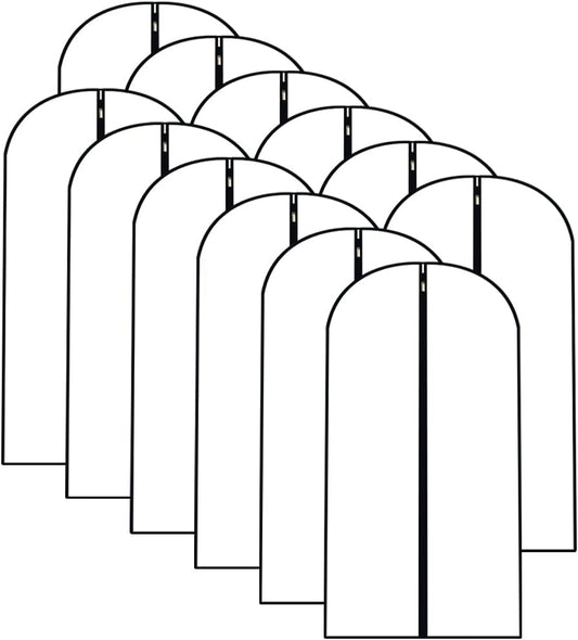 Garment Bags for Hanging Clothes 12 PCS Transparent Waterproof Dustproof Storage for Wardrobe Storage Suit Covers for Closet Clear Reuse Full Zipper for Costumes Suits Coats 24''x48''