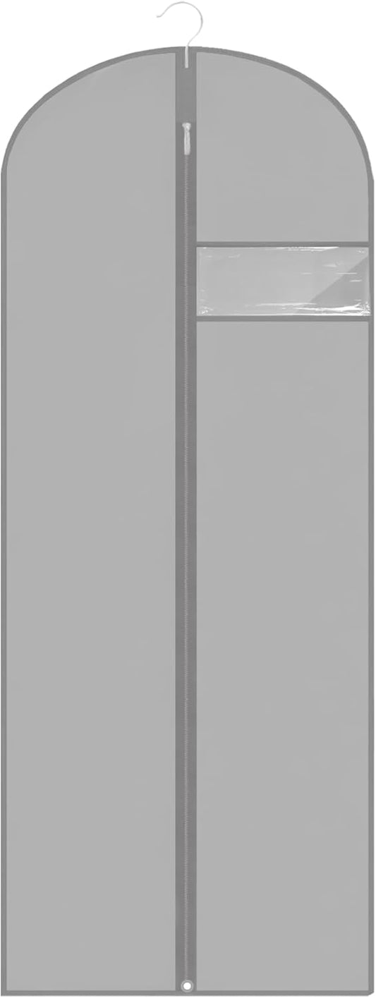 Dress Bags for Gowns Long, 60'' Garment Bags for Hanging Clothes, Suit Bag Cover for Storage and Travel (Grey)