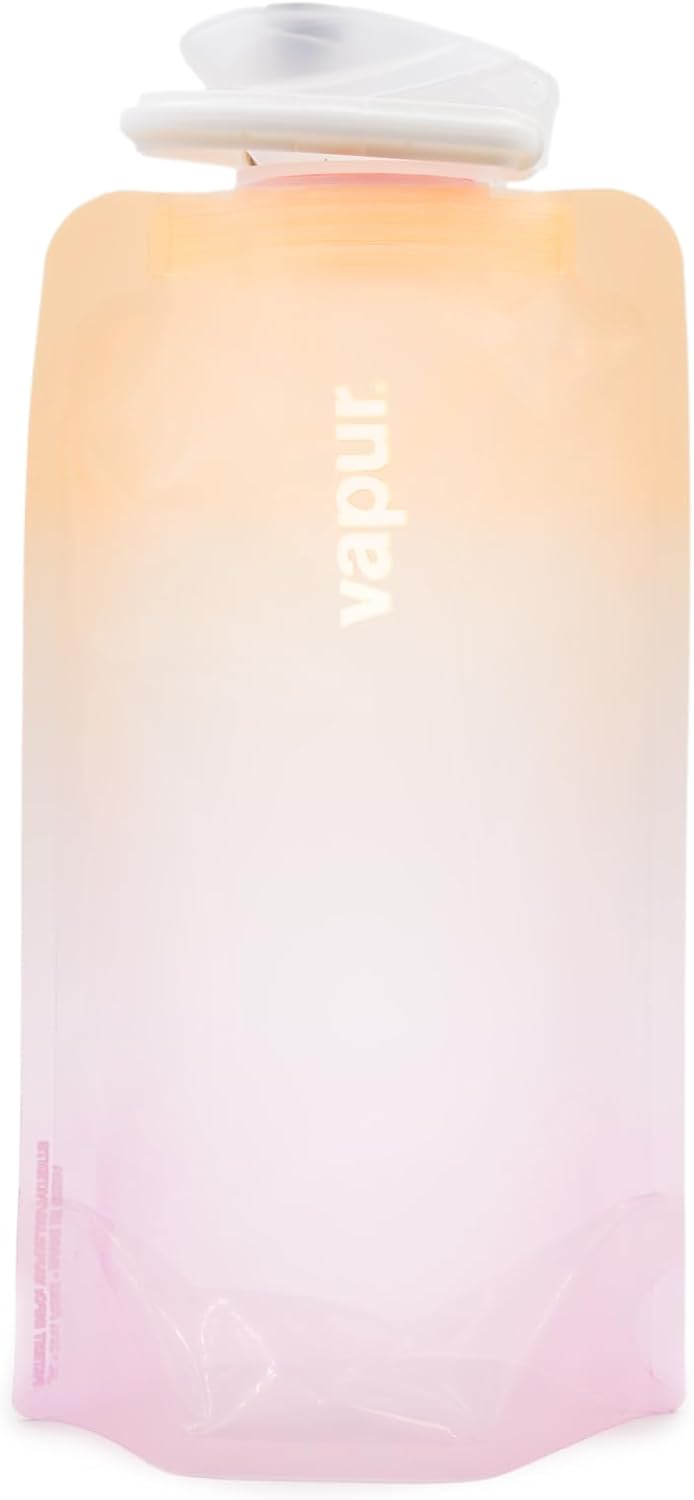 Vapur Collapsible Water Bottle With Carabiner, Compact Bottle Folds Flat For Hydration On The Go, Ideal for Traveling, Hiking or Camping, 16 Ounce, Mojave, Pack of 1