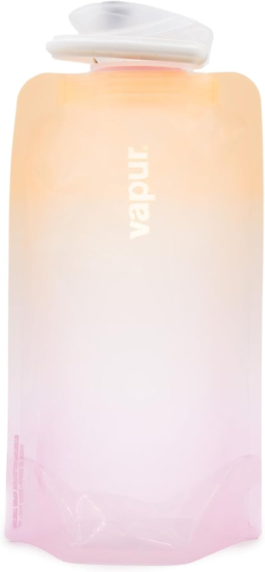 Vapur Collapsible Water Bottle With Carabiner, Compact Bottle Folds Flat For Hydration On The Go, Ideal for Traveling, Hiking or Camping, 16 Ounce, Mojave, Pack of 1