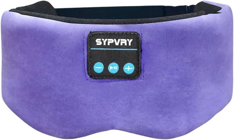 Bluetooth Sleep Mask Wireless Headphones Bluetooth Eye Mask for Side Sleepers SYPVRY Blackout Eye Mask with Headphones Speaker for Airplane,Travel, Purple