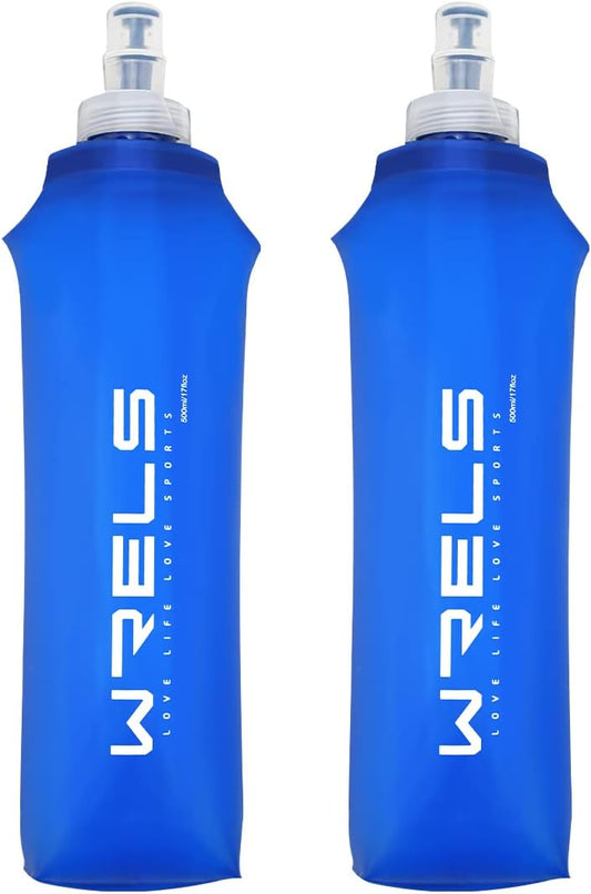 Folding Soft Flask Portable Collapsible Running Lightweight Water Bottle for Outdoor Sports,Travel with Mouthpeice Cover