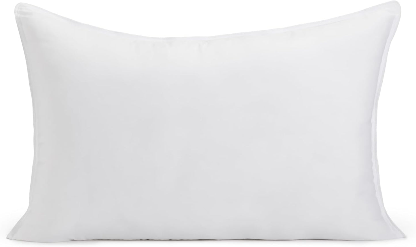 Amazon Basics Down Alternative Bed Pillow, Medium Density for Back and Side Sleepers, Queen - Pack of 2, White, 30 in L x 20 in W