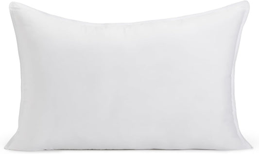 Amazon Basics Down Alternative Bed Pillow, Medium Density for Back and Side Sleepers, Queen - Pack of 2, White, 30 in L x 20 in W