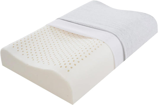 Ultra Thin Nature Latex Foam Pillow-Bouncy Yet Sturdy Soft and Supportive，Ultra Slim Cervical Neck Contour Pillow for Back Sleepers，for Neck Shoulder Pain Relief(23.6"×15.7"×3.1"/3.9")