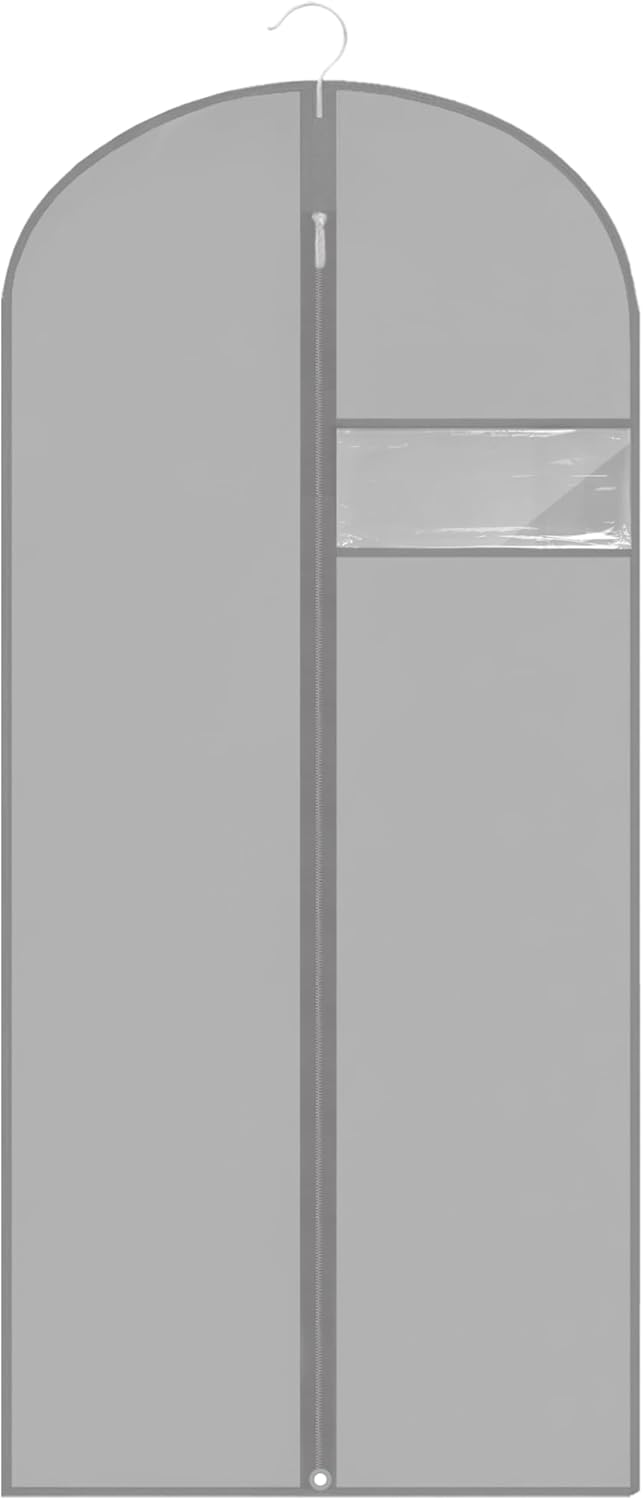 Garment Bags for Hanging Clothes, 45'' Suit Bag Cover for Storage and Travel, Dress Bags for Gowns Long (Grey)