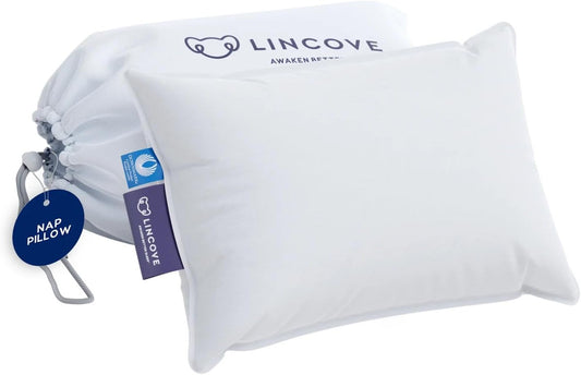 Lincove Microgel Travel Pillow - Global Recycled Standard Certified - Plush and Cozy Luxury Pillow to Support Head, Neck, While Sleeping on Airplanes, Cars, Hotels & Home - 12"x16"