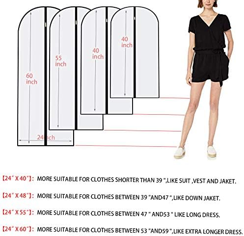 Garment Bags for Hanging Clothes 12 PCS Transparent Waterproof Dustproof Storage for Wardrobe Storage Suit Covers for Closet Clear Reuse Full Zipper for Costumes Suits Coats 24''x48''
