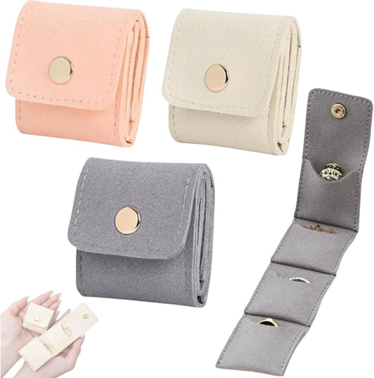 Mini Travel Jewelry Bag, 2025 New Travel Jewelry Case Organizer, Portable Foldable Compartment Auxiliary Mini Travel Jewelry Roll Bag With Buckle For Small Jewelry Earrings, Rings, Necklaces (E)