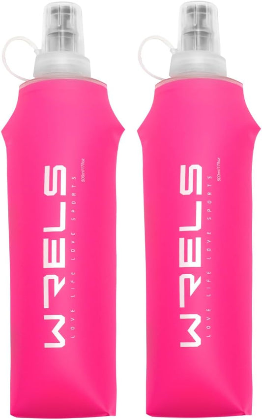 Folding Soft Flask Portable Collapsible Running Lightweight Water Bottle for Outdoor Sports,Travel with Mouthpeice Cover