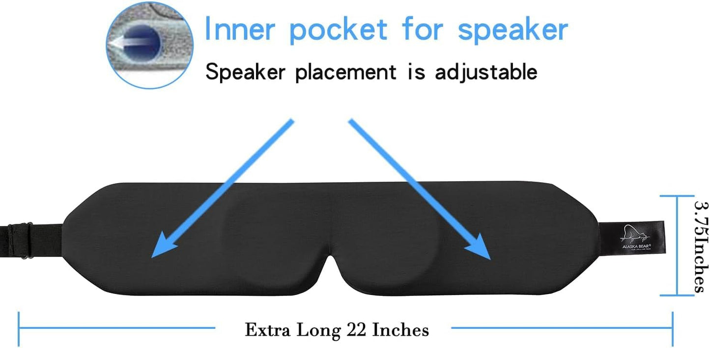 ALASKA BEAR Sleep Headphone Mask Bluetooth 5.2 HD Stereo Noise Reduction 3D Eye Mask for Sleeping Eye Contour Built-in Mask w/Thin Speakers Wireless Audio Sports Headgear(Black)