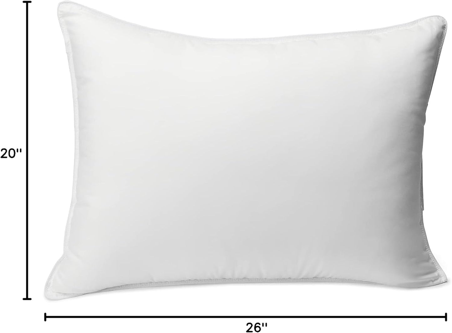 Amazon Basics Down Alternative Bed Pillows and Pillow Protector Case 2-Piece Set, Medium Density, Standard - Pack of 2, White, 26"L x 20"W