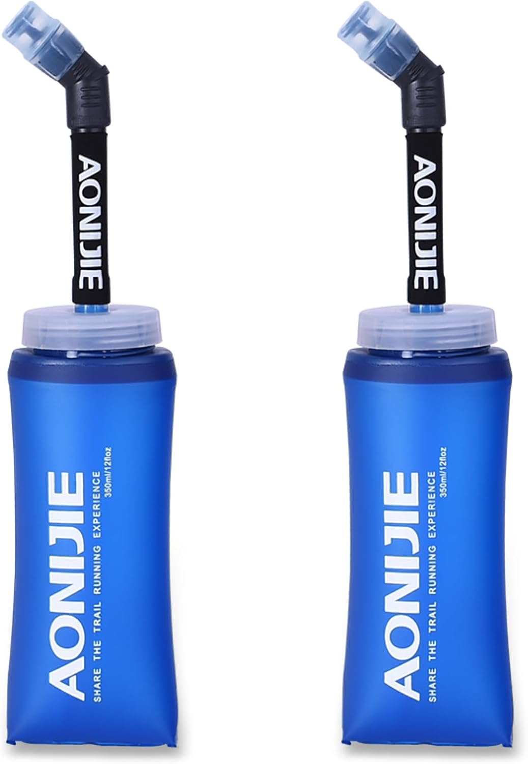 TRIWONDER TPU Soft Folding Water Bottles BPA-Free Collapsible Flask for Hydration Pack - Ideal for Running Hiking Cycling Climbing (350ml/11.83oz - Pack of 2)