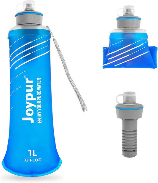 Water Filter Bottle Survival - 650/1000/2000ml Collapsible Water Bottle with NSF/FDA Certification with Filter Squeeze Water Filter Bottle Portable Water Filter Hiking Backpacking Camping