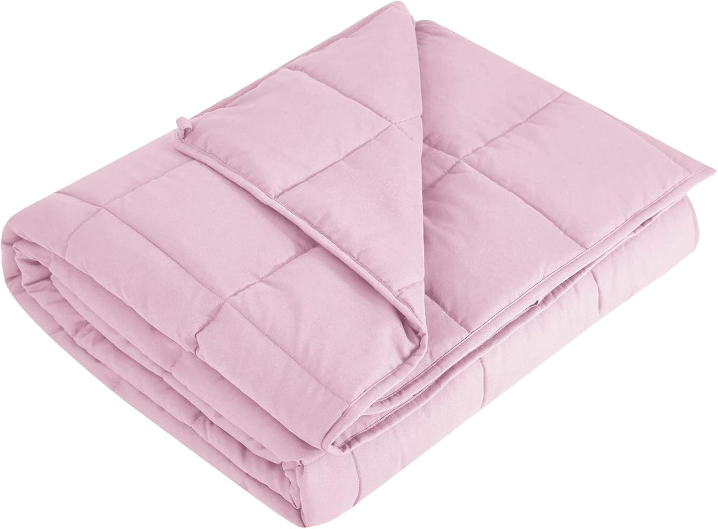 L'AGRATY Weighted Blanket - 60"x80" 15lbs Cooling Breathable Heavy Blanket Microfiber Material with Glass Beads for Adult All-Season Summer Fall Winter Soft Thick Comfort