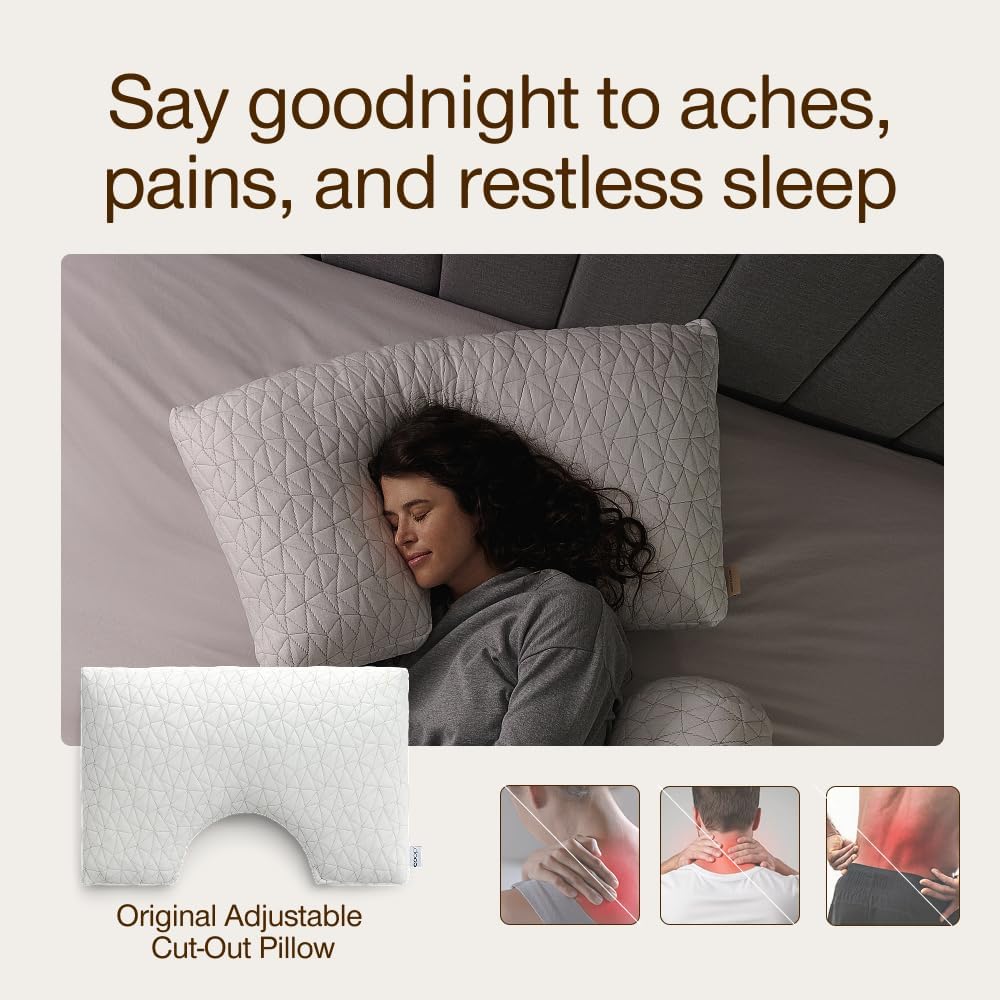 Coop Home Goods Original Cut-Out Adjustable Pillow, King Size Bed Pillows for Neck & Head Support, Memory Foam Pillows - Medium Firm for Side Sleeper, CertiPUR-US/GREENGUARD Gold