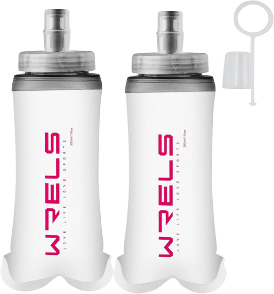 Soft Flasks Soft Running Water Flask Collapsible Soft Water Bottles Small BPA-Free for Sports Hiking Hydration Pack 500 ml/17oz，300 ml/10oz（2pack-300ml,red）
