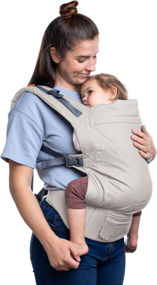 Beco Toddler Carrier with Extra Wide Seat, 100% Cotton - Backpack Style and Front-Carry, Lightweight & Breathable, Toddler Sling Carrier 20-60 lbs (Ecru)
