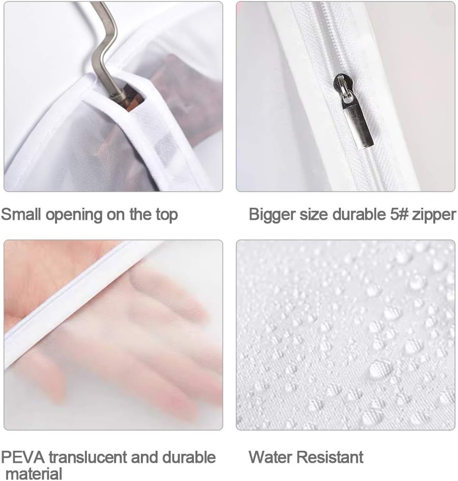 Garment Bags for Hanging Clothes (Set of 12) Suit Bags for Closet Storage, Plastic Waterproof Suit Cover Bag with Zipper for Coats, Jackets, Shirts 24'' x 40''