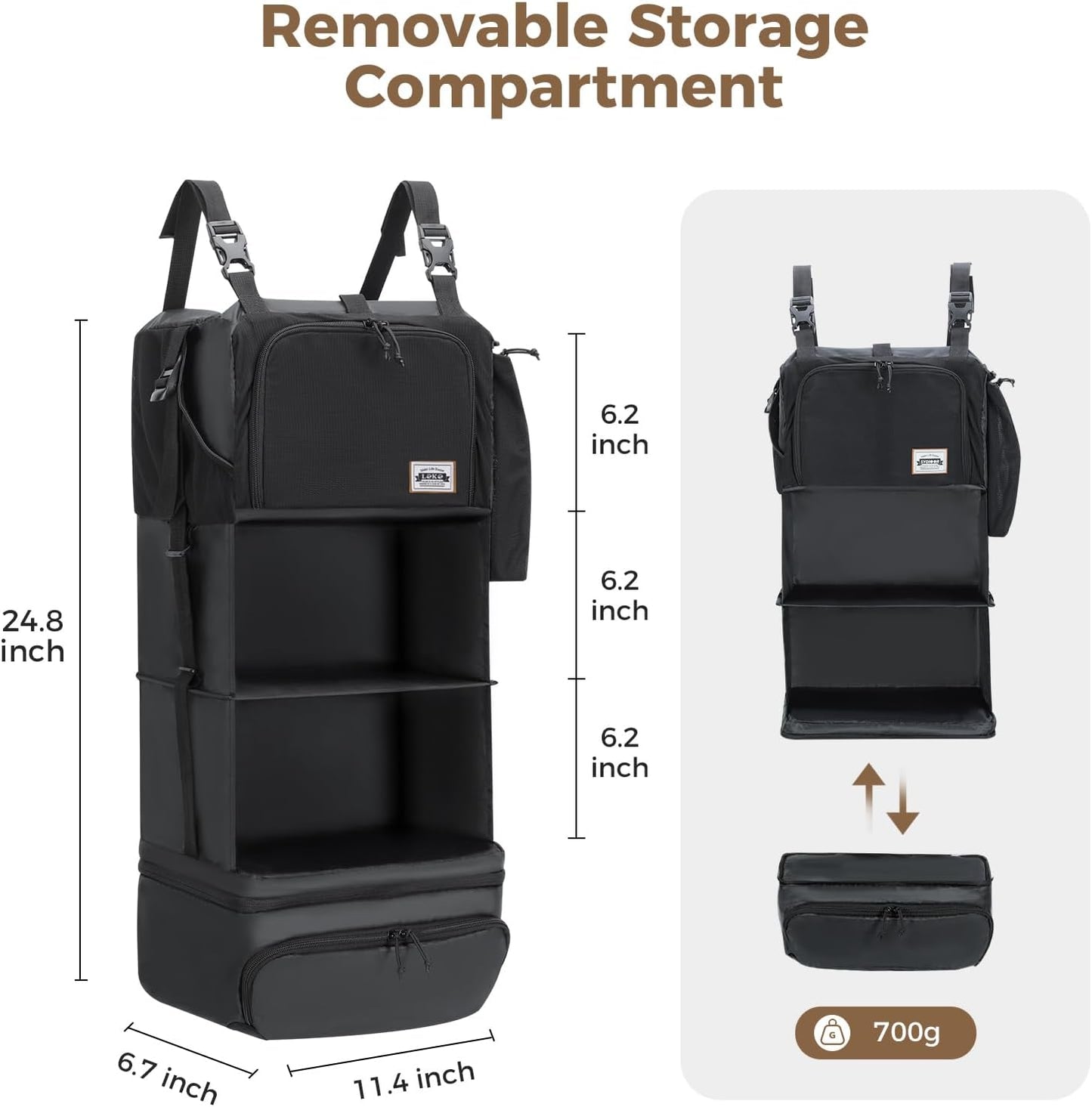Hanging Packing Cubes for Travel – Portable Closet Organizer with Shoe Compartment, Compression Travel Shelves for 24–32 Inch Suitcases, Foldable Carry-On Packing System