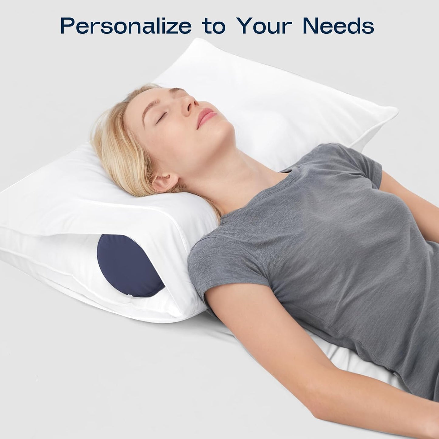 Neck Roll Pillow for Neck Pain Relief - Memory Foam Neck Support Pillow for Bed | Round Neck Pillow for Sleeping, 16 * 6.3 * 6.3inch ((Navy-Blue)