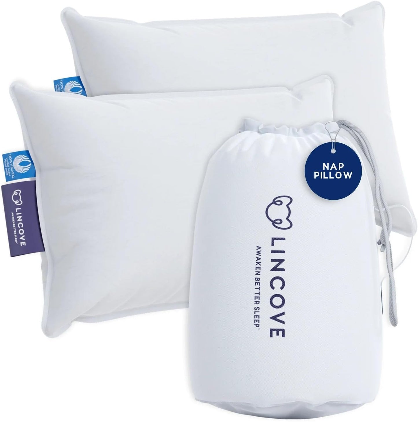 Lincove Microgel Travel Pillow - Global Recycled Standard Certified - Plush and Cozy Luxury Pillow to Support Head, Neck, While Sleeping on Airplanes, Cars, Hotels & Home - 12"x16" - 2 Pack