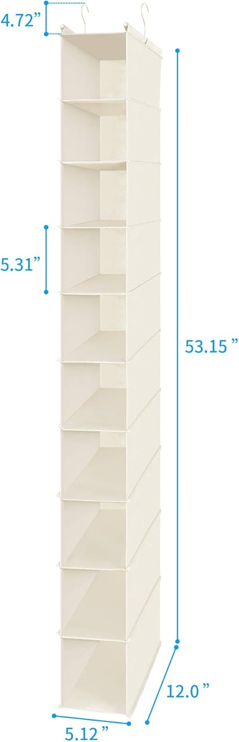 MAX Houser 10-Shelf Hanging Shoe Shelf Organizer, Hanging Shoe Storage for Closet (Beige)