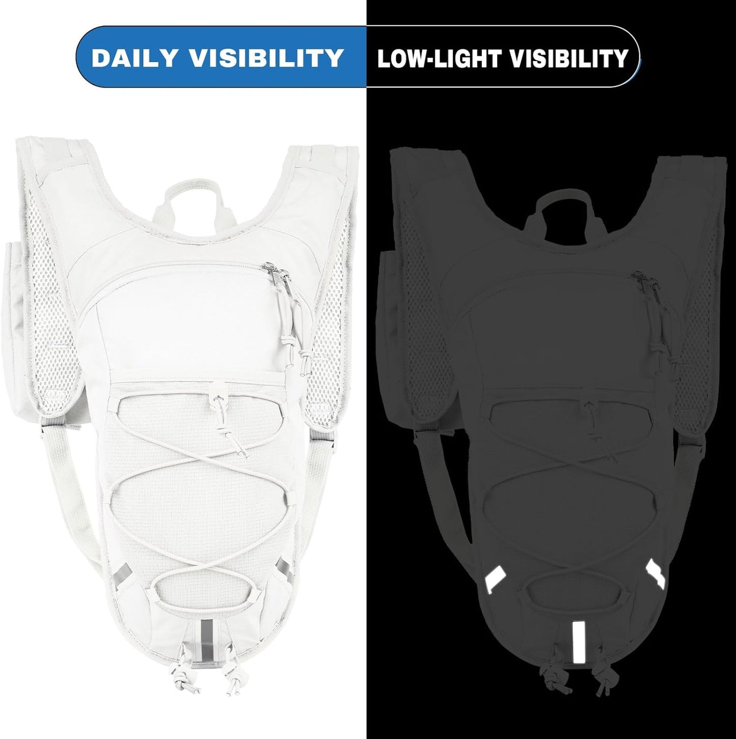 Lightweight Hydration Backpack 2L Water Bladder Pack for Running, Cycling, Hiking – Anti-Theft Water Backpack with Phone Holder, Trekking Pole Holder & Reflective Strips for Men & Women