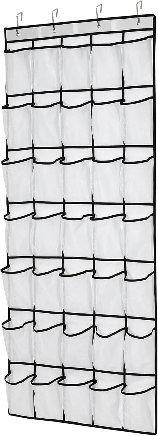 35Large Pockets Over The Door Shoe Organizer, Mesh Pockets Shoe Holder Rack, Capacity Shoe Hanging Storage，door shoe rack With 4 Metal Hook.