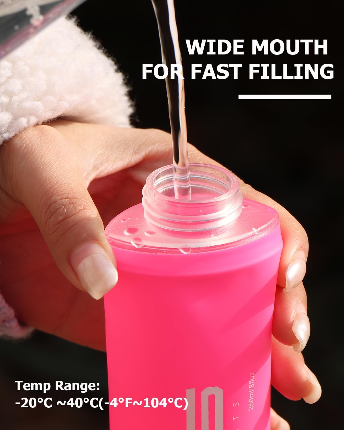 Folding Soft Flask Portable Collapsible Running Lightweight Water Bottle for Outdoor Sports,Travel with Mouthpeice Cover