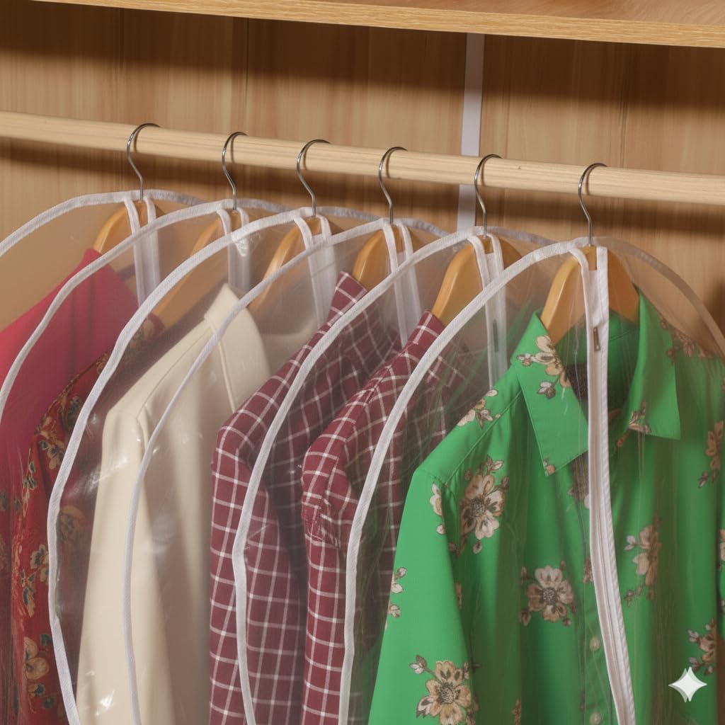 All Clear Garment Bags for Travel - 32”PEVA Waterproof Suit Cover with Zipper for Hanging Clothes, Shirts, Sweaters - Durable Dresser for Closet Storage, Dustproof & Moisture Resistant - 32”/2 Pack