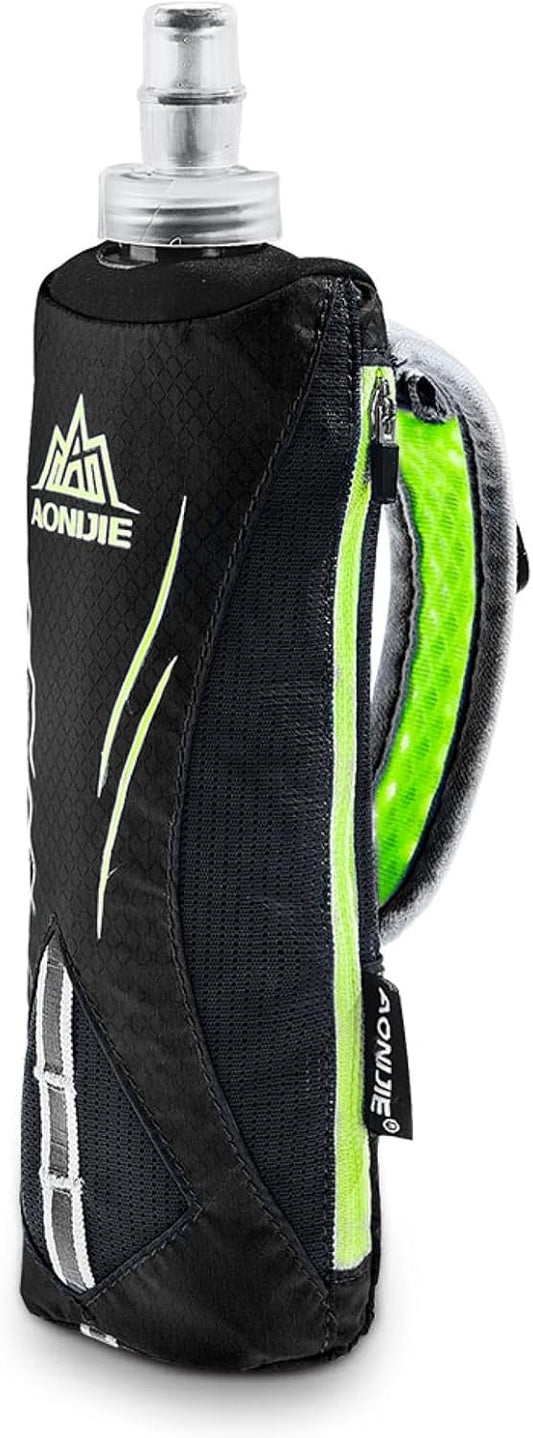 TRIWONDER Handheld Water Bottle for Running, Quick Grip Chill 17 oz Handheld Soft Water Bottle with Hand Strap Hydration Pack, BPA Sport Soft Flask (Black)