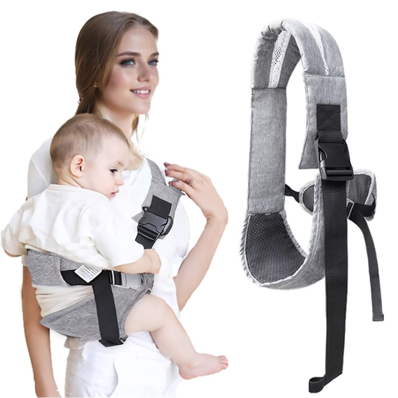 Easy to Wear Baby Sling Carrier - Compact Toddler Carrier with Adjustable Strap, Soft Padding, Non-Slip Hip Seat for Infants and Toddlers (7-44 LBS, 6-48 Months)