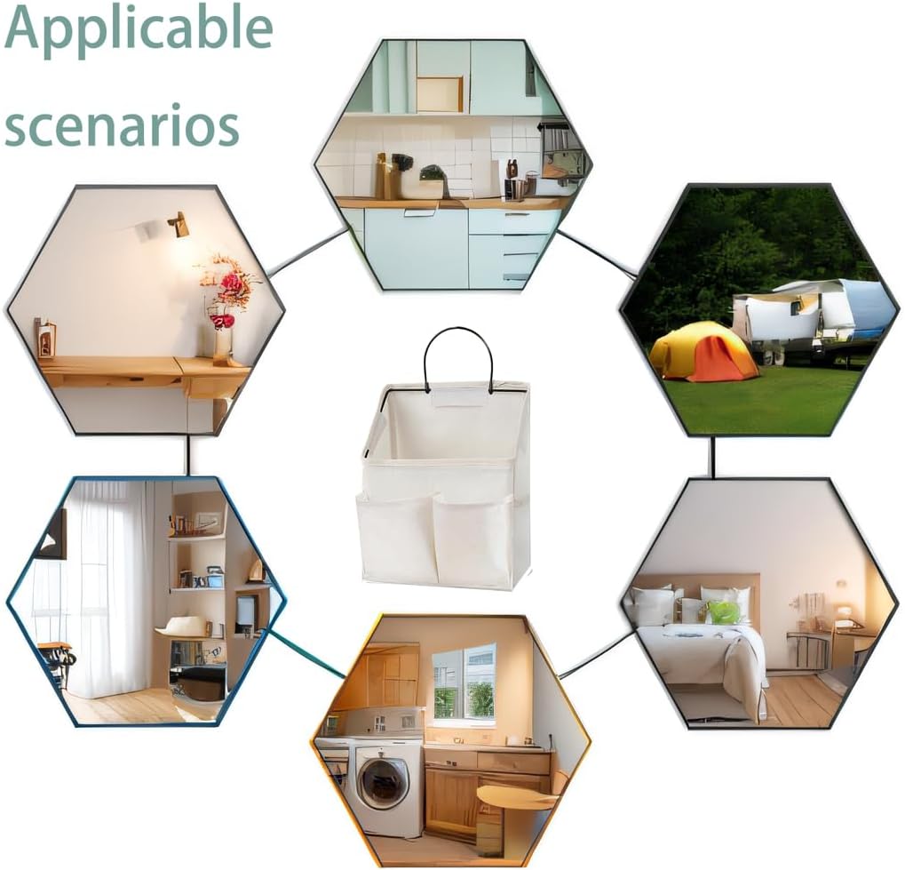 4pcs Wall Hanging Storage Bag,Wall Hanging Organizer bags with Pockets, Wall Organizer Storage for Dormitory Bathroom Bedroom (White-upgraded)